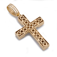 10k Yellow Gold 3CTW Natural Diamond Baguette Cross Pendant Religious Charm 6.4g