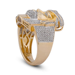 10k Yellow Gold 0.75CTW Jesus Head Natural Diamond Mens Ring 10.2gms