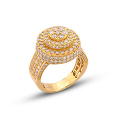 Flower Cluster Halo Natural Diamond 14K Yellow Gold Round 3CTW Mens Pinky Ring 9.6gms