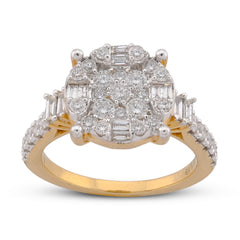 1CTW Natural Diamond Cluster Flower Set Women Ring 10k Yellow Gold 5.6gms