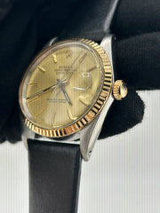 Rolex Datejust 36 Champagne Stick Dial on Generic Black Leather Strap Ref. 16013 1987