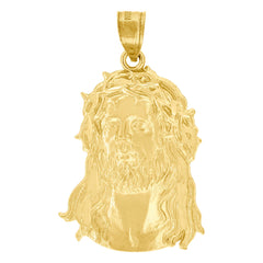 10kt Yellow Gold Unisex Jesus Face Religious Charm Pendant