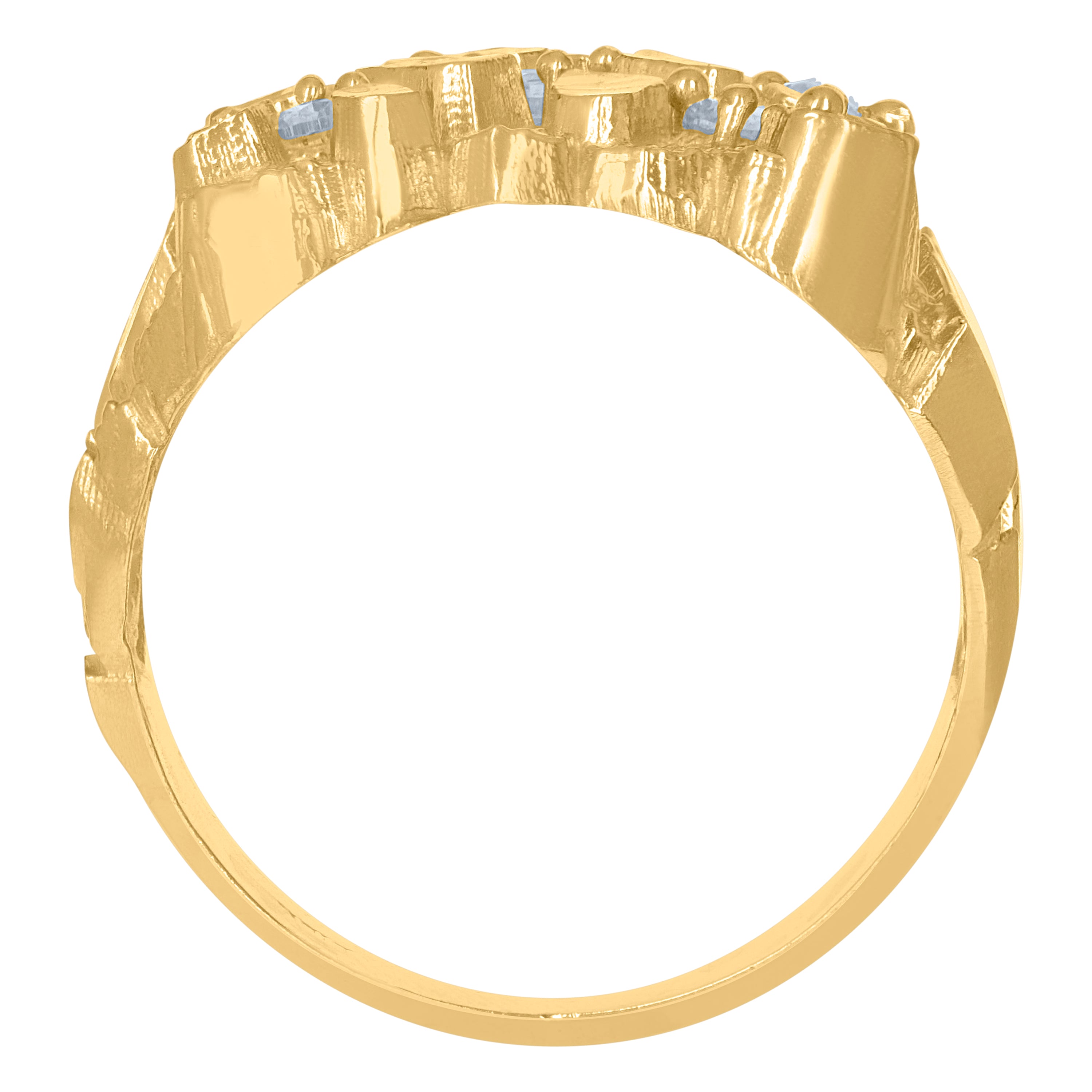 10kt Gold Womens Two-Tone CZ Heart Round Band Ring