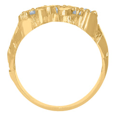 10kt Gold Womens Two-Tone CZ Heart Round Band Ring