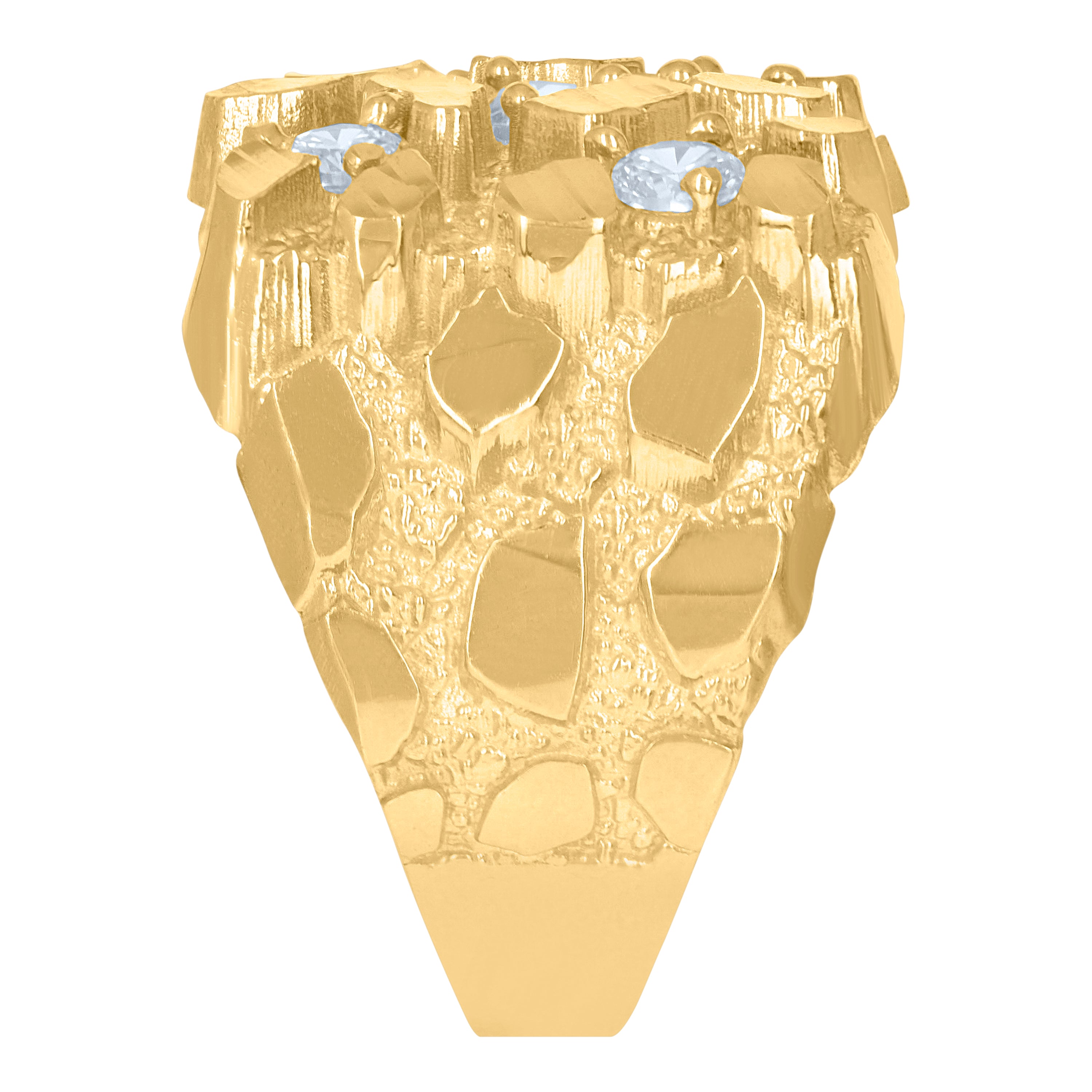10kt Gold Womens Two-Tone CZ Heart Round Band Ring