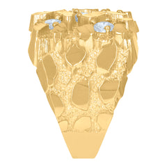 10kt Gold Womens Two-Tone CZ Heart Round Band Ring