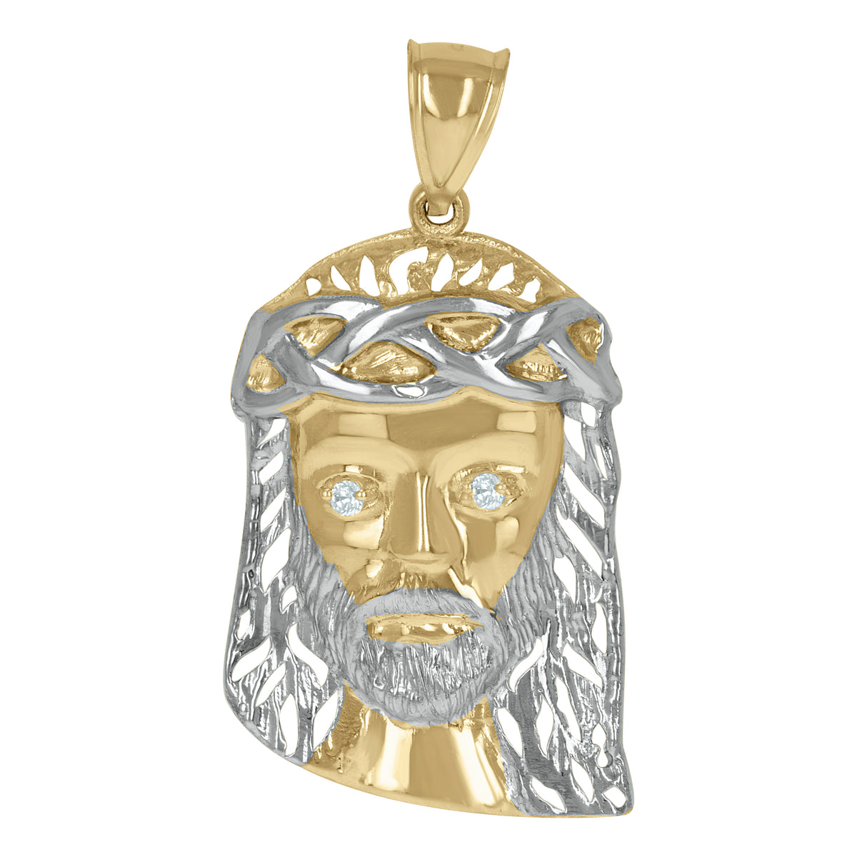 10kt Yellow Gold Diamond-Cut Mens Cross Religious Charm Pendant