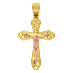 10kt Two-tone Gold Womens Crucifix Cross Religious Ring
