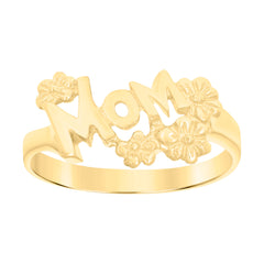14Kt Gold Womens Two-Tone Mom Flower Sz7 Band Ring
