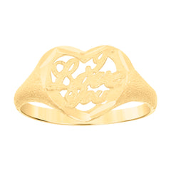 14Kt Gold Womens Two-Tone I Love You Sz7 Heart Band Ring