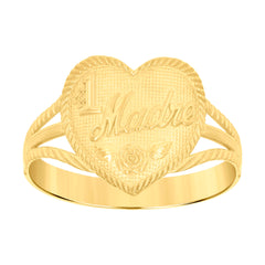 14Kt Gold Womens Two-Tone No. 1 Madre Mom Sz7 Heart Band Ring