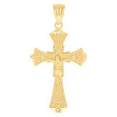14Kt Yellow Gold Unisex Cross Pendant Religious Charm