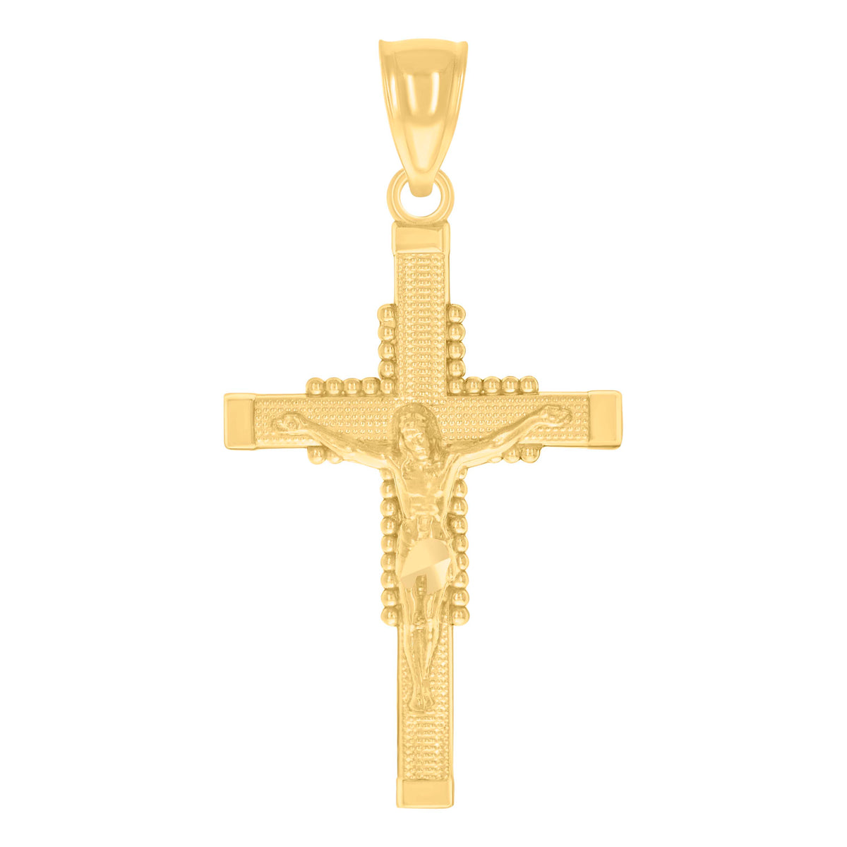14Kt Yellow Gold Unisex Cross Crucifix Ht:30.2Mm Religious Pendant Charm