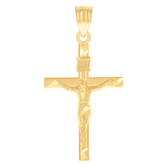 14Kt Yellow Gold Unisex Cross Crucifix Ht:28.4Mm Religious Pendant Charm