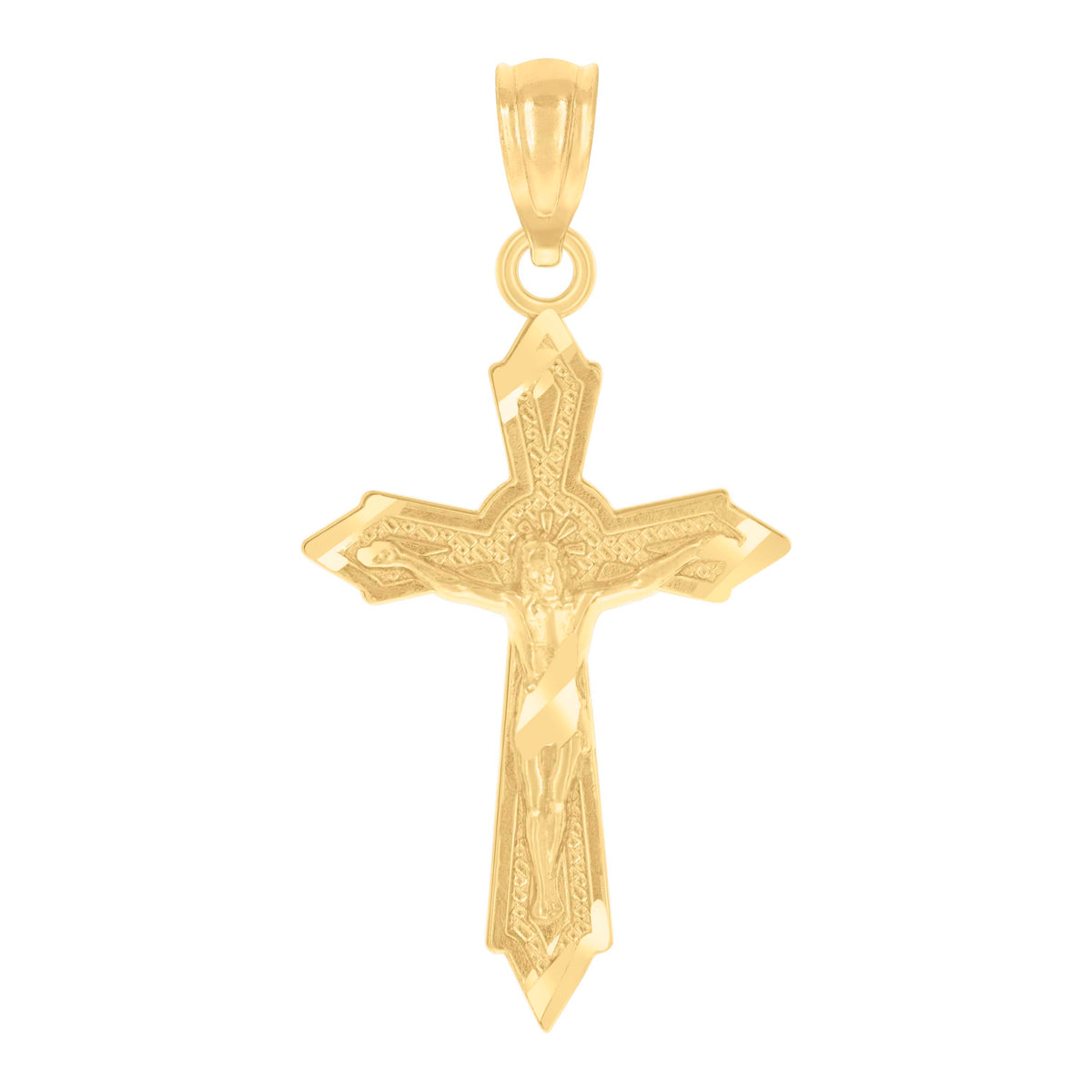 14Kt Yellow Gold Unisex Cross Crucifix Religious Pendant Charm