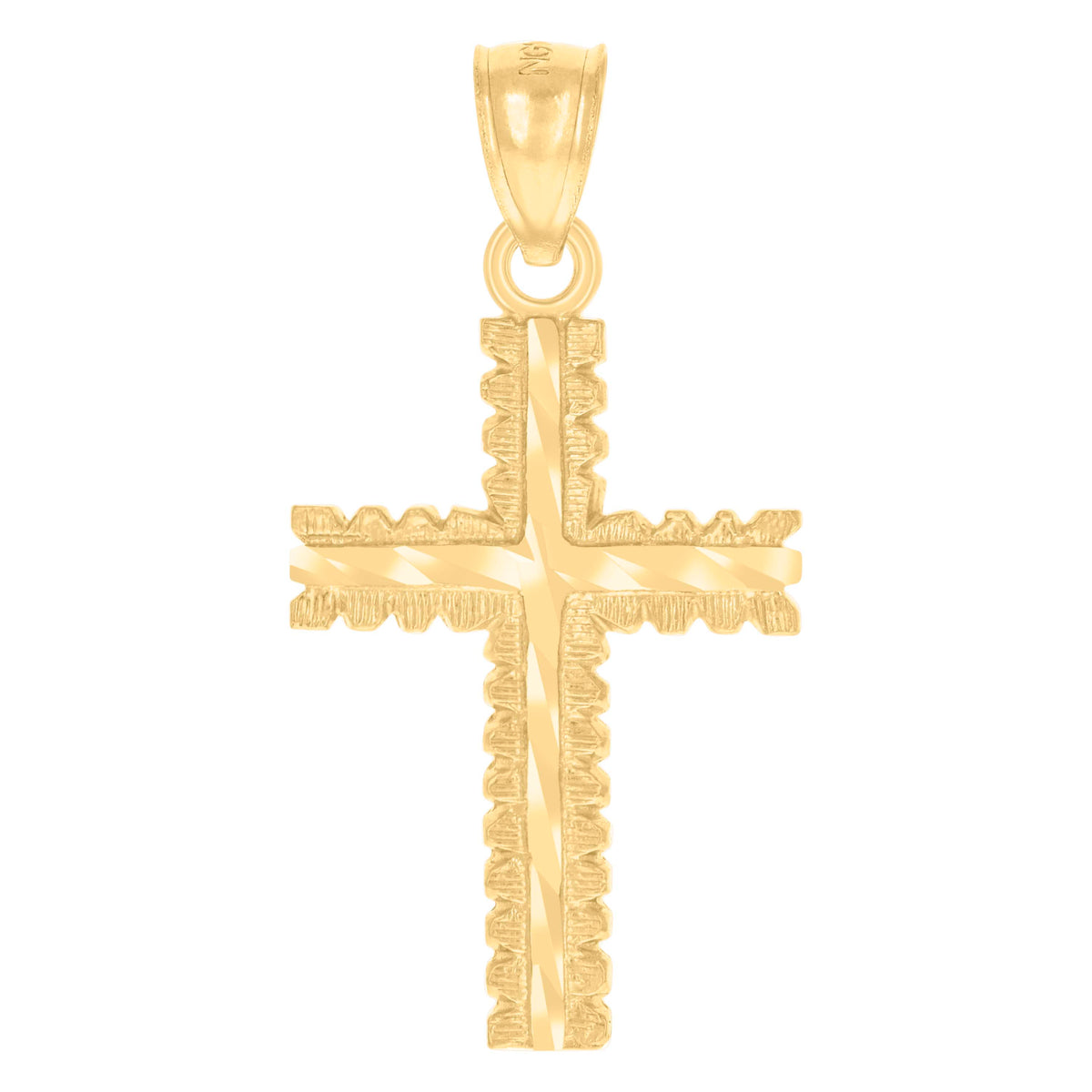 14Kt Yellow Gold Womens Diamond-Cut Cross Ht:28.9Mm Religious Pendant Charm