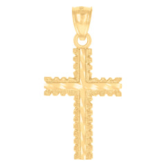 14Kt Yellow Gold Womens Diamond-Cut Cross Ht:28.9Mm Religious Pendant Charm