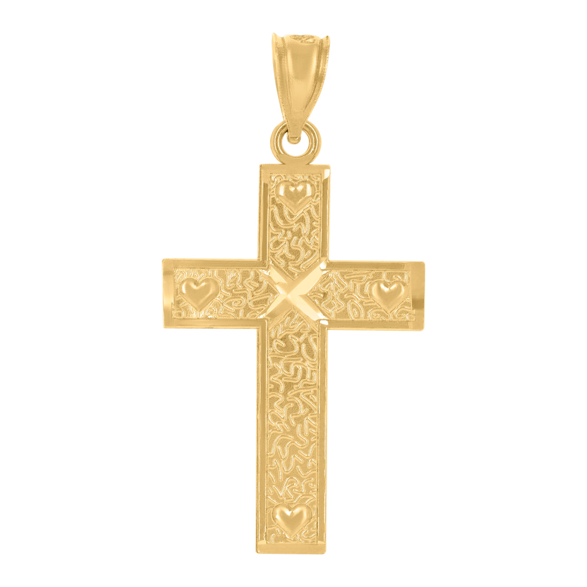 14Kt Yellow Gold Unisex God Loves Me Cross Religious Pendant Charm