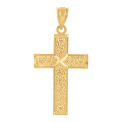 14Kt Yellow Gold Unisex God Loves Me Cross Religious Pendant Charm
