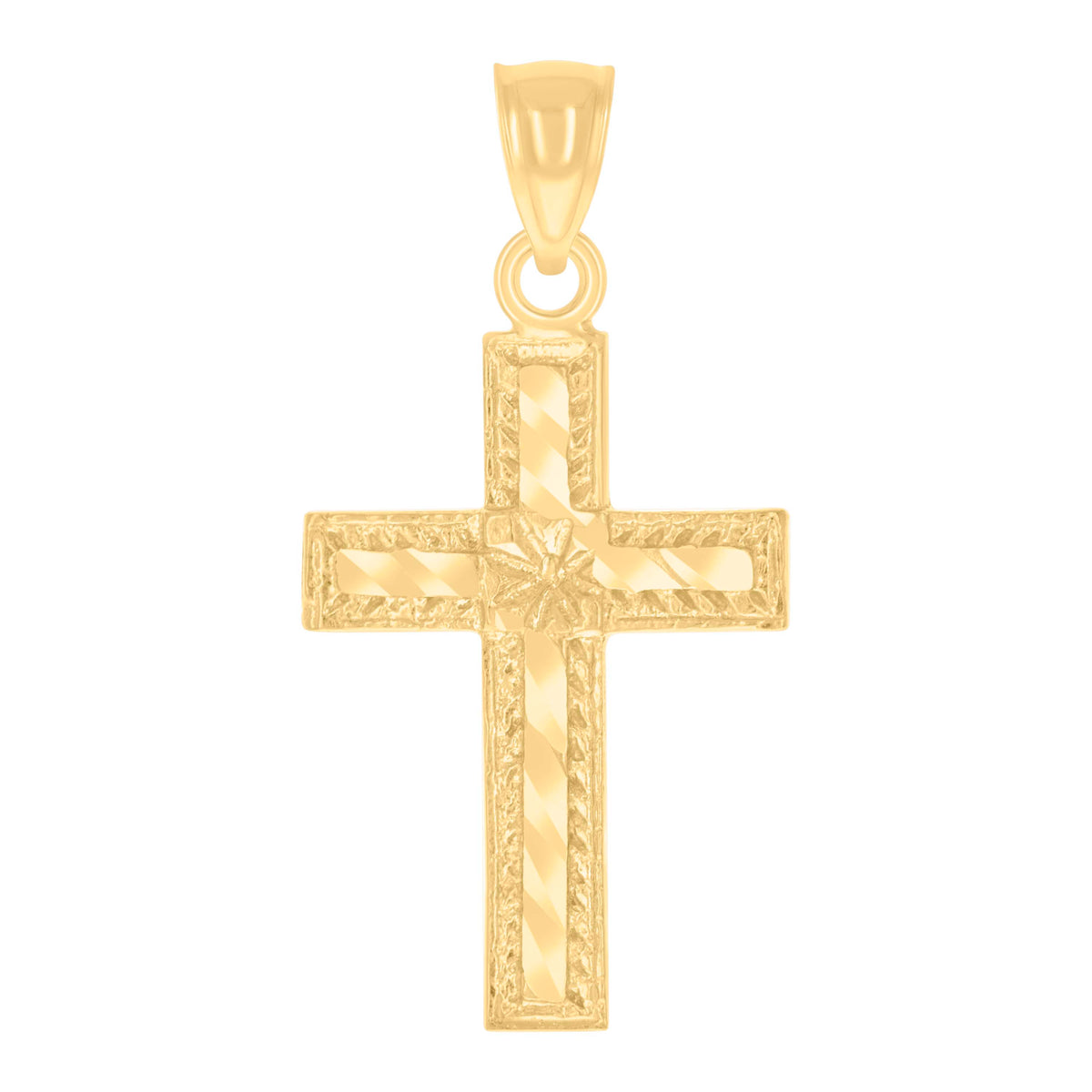 14Kt Yellow Gold Womens Diamond-Cut Cross Ht:29.5Mm Religious Pendant Charm