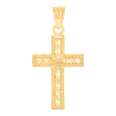 14Kt Yellow Gold Womens Diamond-Cut Cross Ht:29.5Mm Religious Pendant Charm
