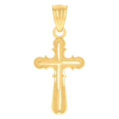 14Kt Yellow Gold Unisex Diamond-Cut Cross Ht:21.3Mm Religious Pendant Charm