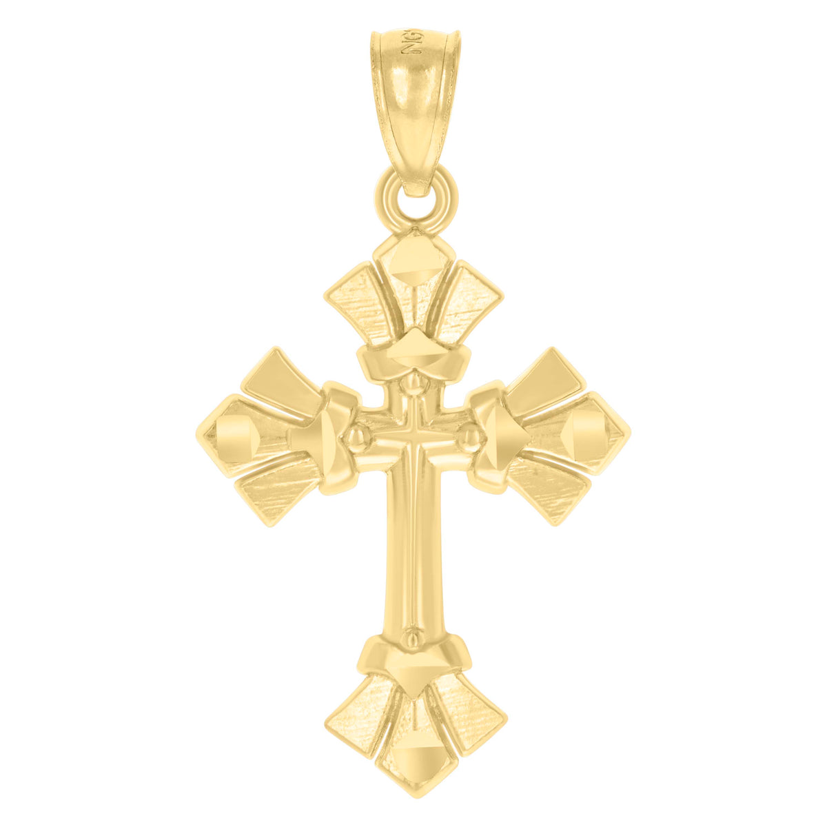 14Kt Yellow Gold Unisex Cross Ht:25.8Mm Religious Pendant Charm