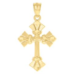 14Kt Yellow Gold Unisex Cross Ht:25.8Mm Religious Pendant Charm