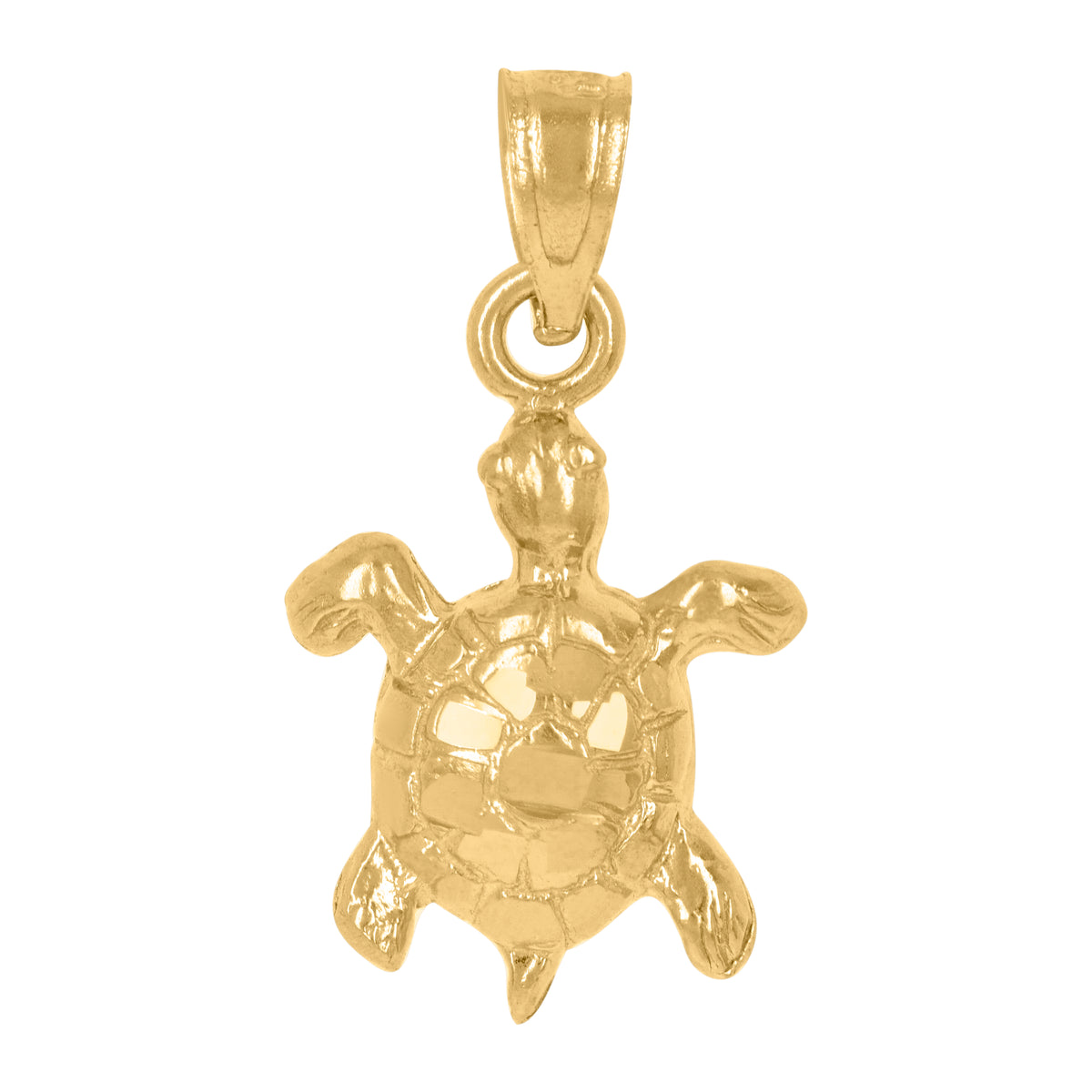14Kt Yellow Gold Unisex Diamond-Cut Turtle Animal Ht:20.7Mm Pendant Charm