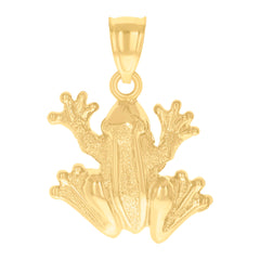 14Kt Yellow Gold Unisex Diamond-Cut Frog Toad Animal Ht:20.9Mm Pendant Charm