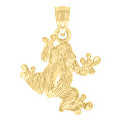 14Kt Yellow Gold Unisex Diamond-Cut Frog Toad Animal Ht:11.3Mm Pendant Charm