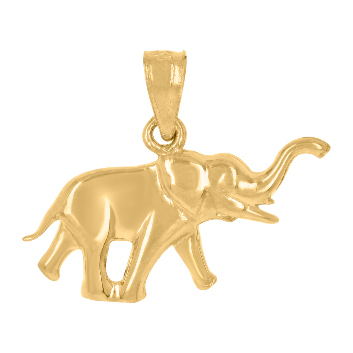 14Kt Yellow Gold Unisex Diamond-Cut Elephant Animal Ht:15.4Mm Pendant Charm