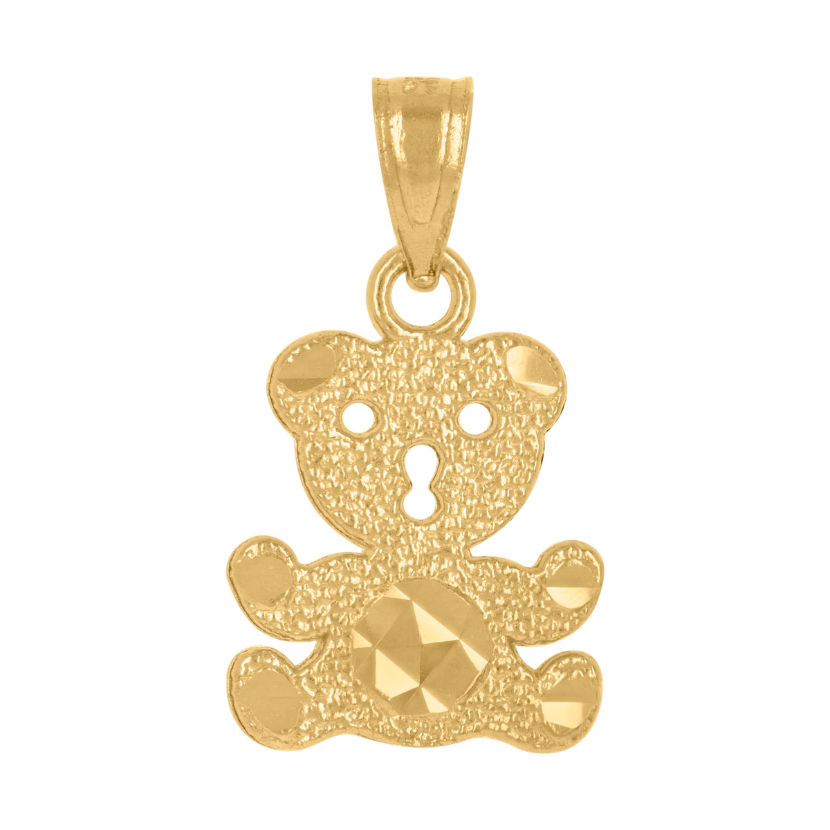 14Kt Yellow Gold Baby Diamond-Cut Teddy Bear Baby Pendant Charm