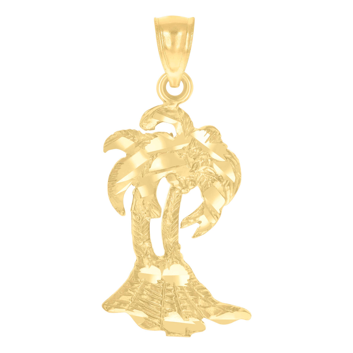 14Kt Yellow Gold Unisex Diamond-Cut Tree Ht:29.7Mm Pendant Charm