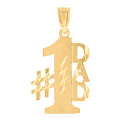 14Kt Yellow Gold Womens Diamond-Cut No.1 Dad Talking Pendant Charm