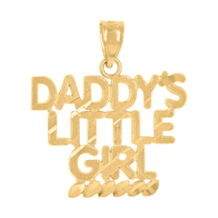14Kt Yellow Gold Womens Diamond-Cut Daddy'S Little Girl Pendant Charm