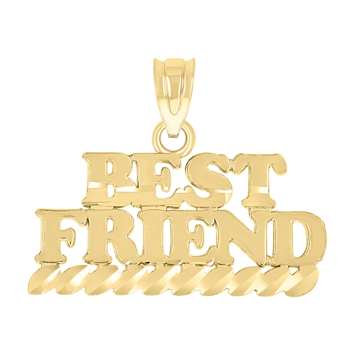 14Kt Yellow Gold Unisex Diamond-Cut Best Friend Ht:17Mm Pendant Charm
