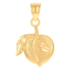 14Kt Yellow Gold Womens Diamond-Cut Peach Food Fashion Pendant Charm