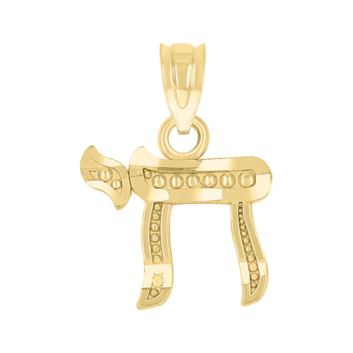 14Kt Yellow Gold Unisex Diamond-Cut Chi Pendant Charm