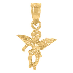 14Kt Yellow Gold Womens Religious Flying Angel Pendant Charm