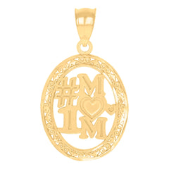 14Kt Gold Womens Two-Tone No.1 Mom Oval Pendant Charm