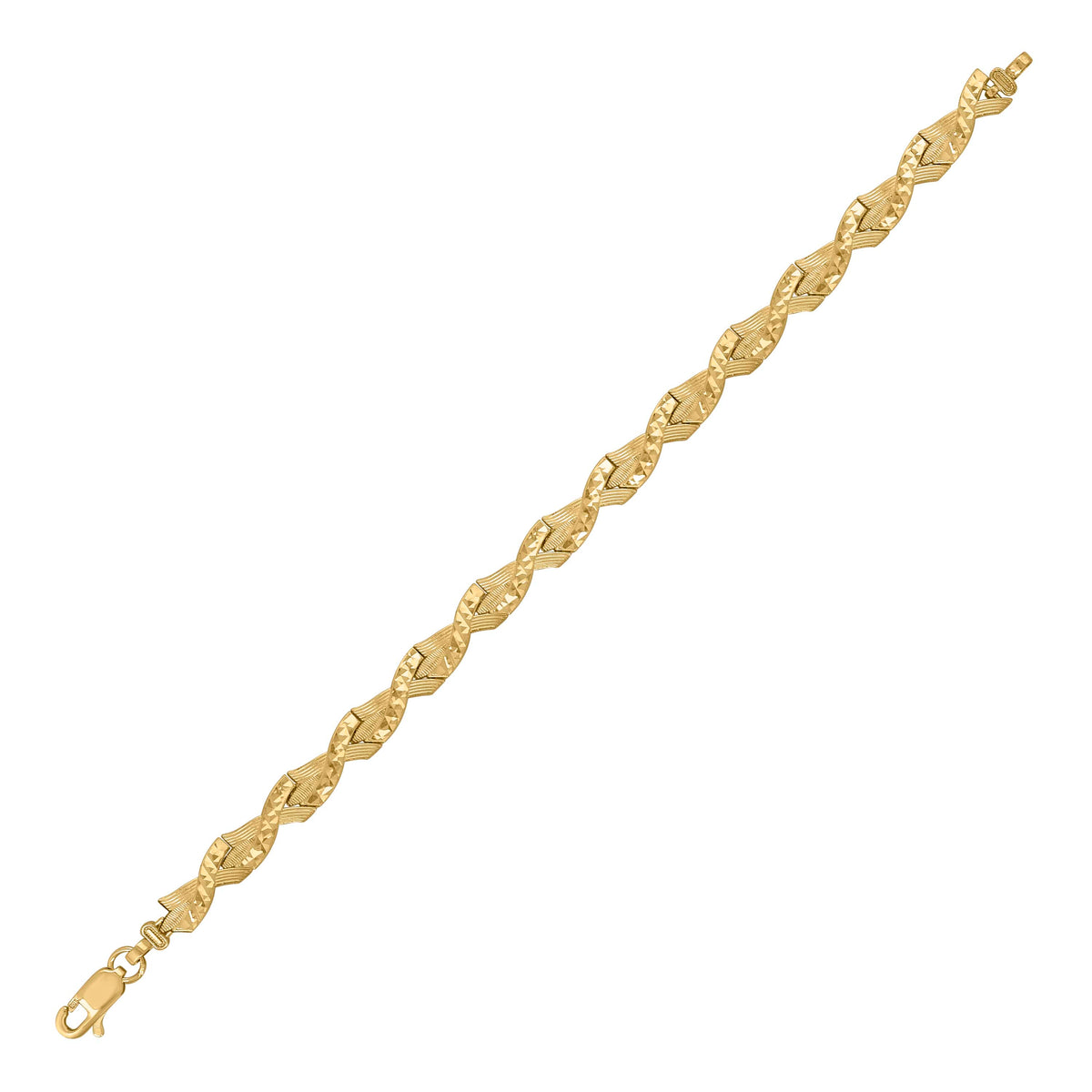 10Kt Yellow Gold Womens Weaved Link Bracelet Size 7 Inches