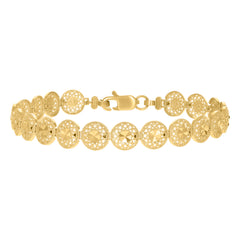 10kt Yellow Gold Womens Round Link Bracelet Size 7 Inches