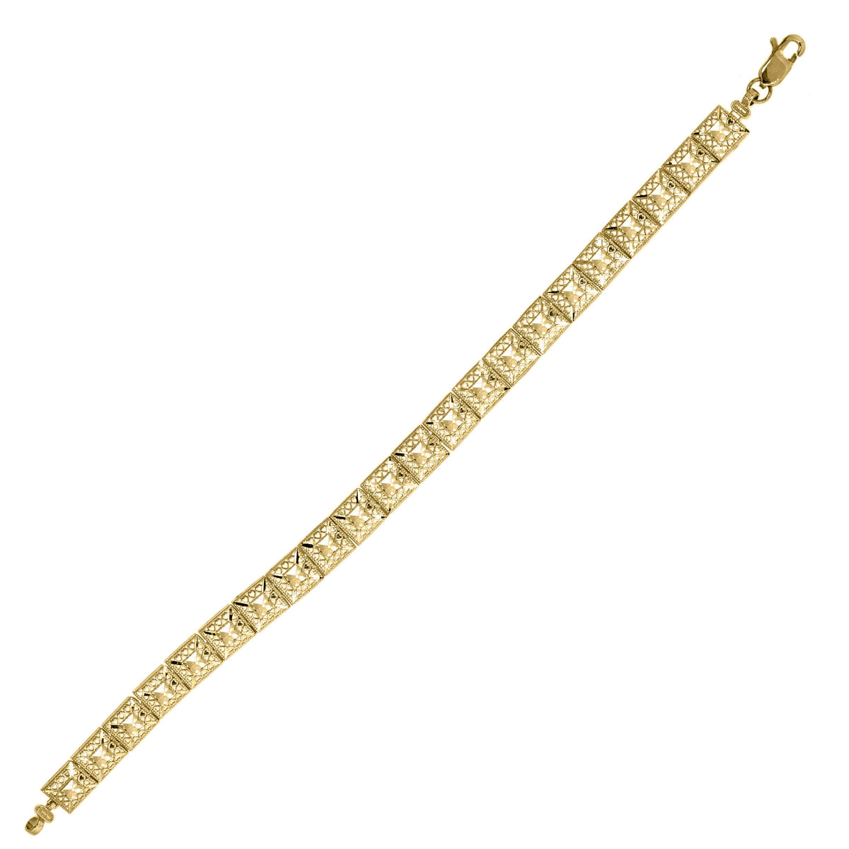 10Kt Yellow Gold Womens Square Link Bracelet Size 8 Inches