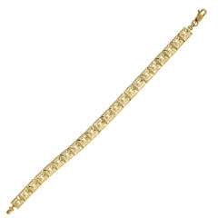10Kt Yellow Gold Womens Square Link Bracelet Size 8 Inches