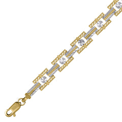 10kt Two-Tone Gold Womens Link Bracelet Size 7 Inches