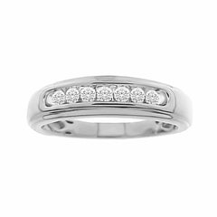 MEN'S BAND 0.25CT ROUND DIAMOND 10K WHITE GOLD