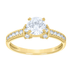 14Kt Two-Tone Gold Womens Cubic Zirconia Engagement Ring
