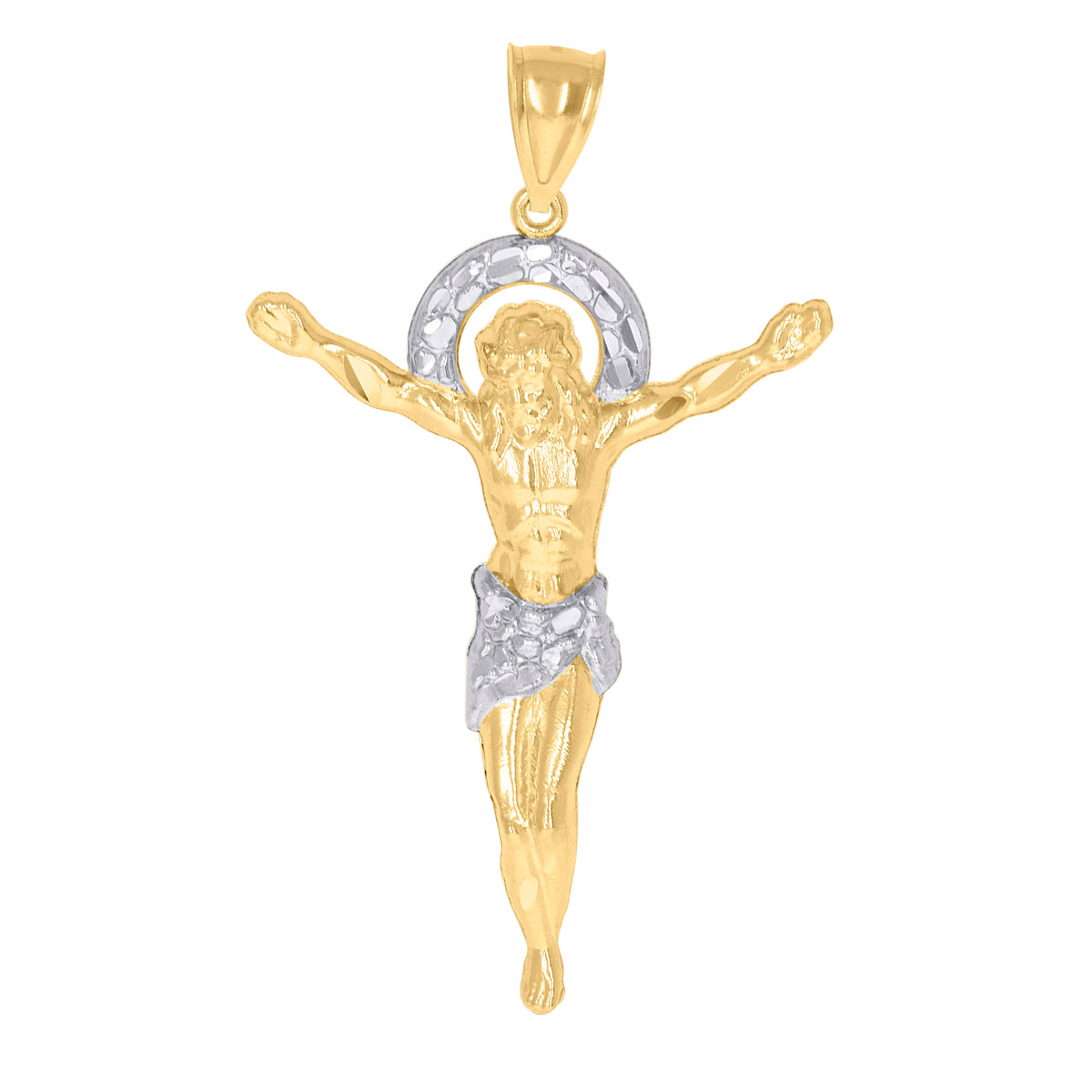 10kt Two-tone Gold Mens St. Jude Guadalupe Last Supper Cross Religious Charm Pendant