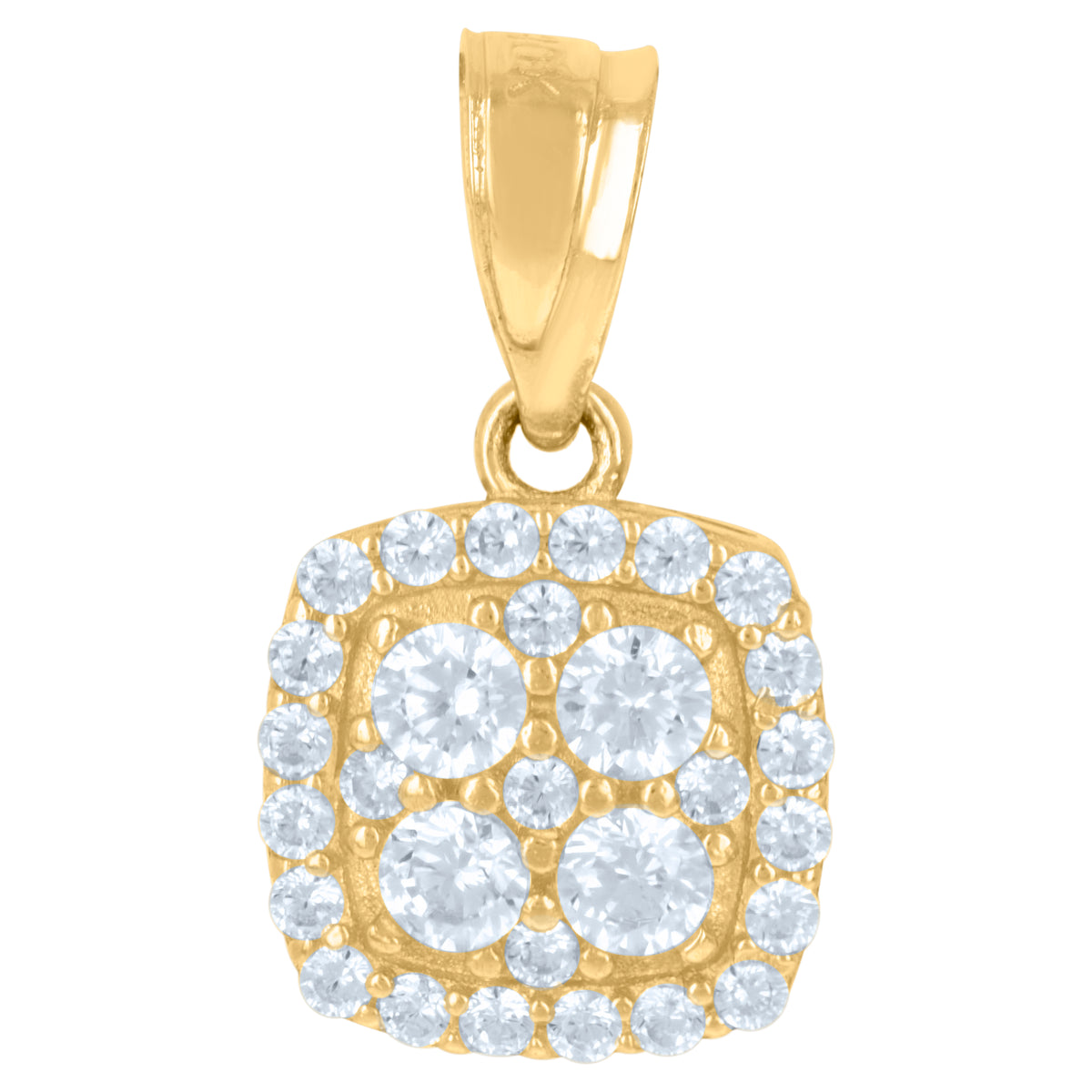 10kt Gold Two-Tone Cubic-Zirconia Womens Square Charm Pendant
